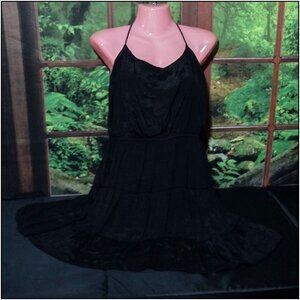 M- Black 3 Tier Spaghetti Strap Dress